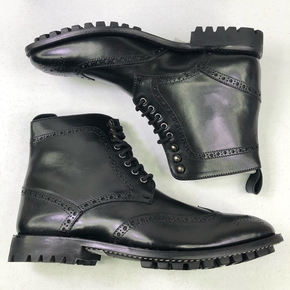 Anthony Veer Grant Wingtip Boots Black Leather Shoes main image 5